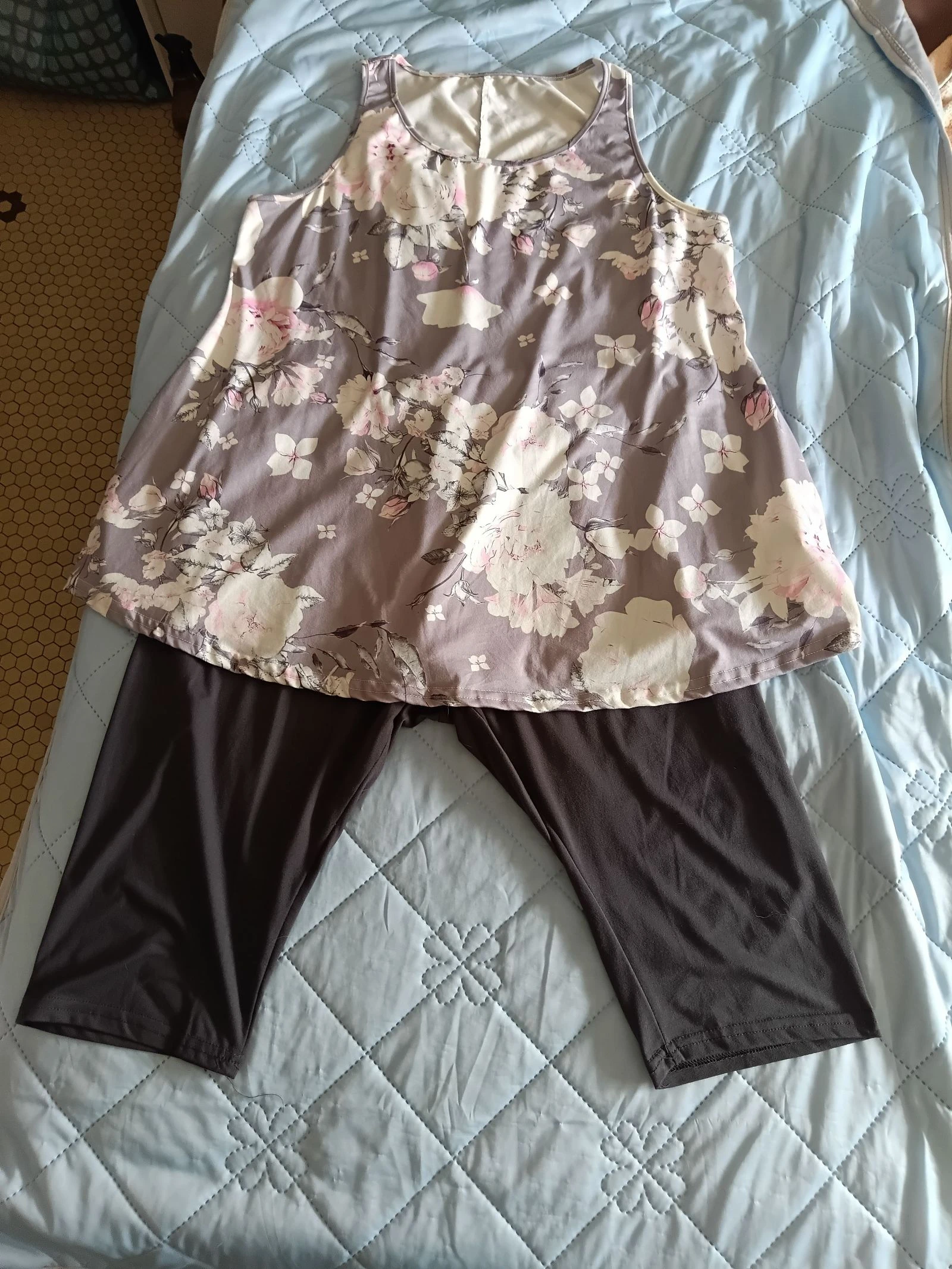 Conjunto túnica floral legging cinza 1XL – photo 3